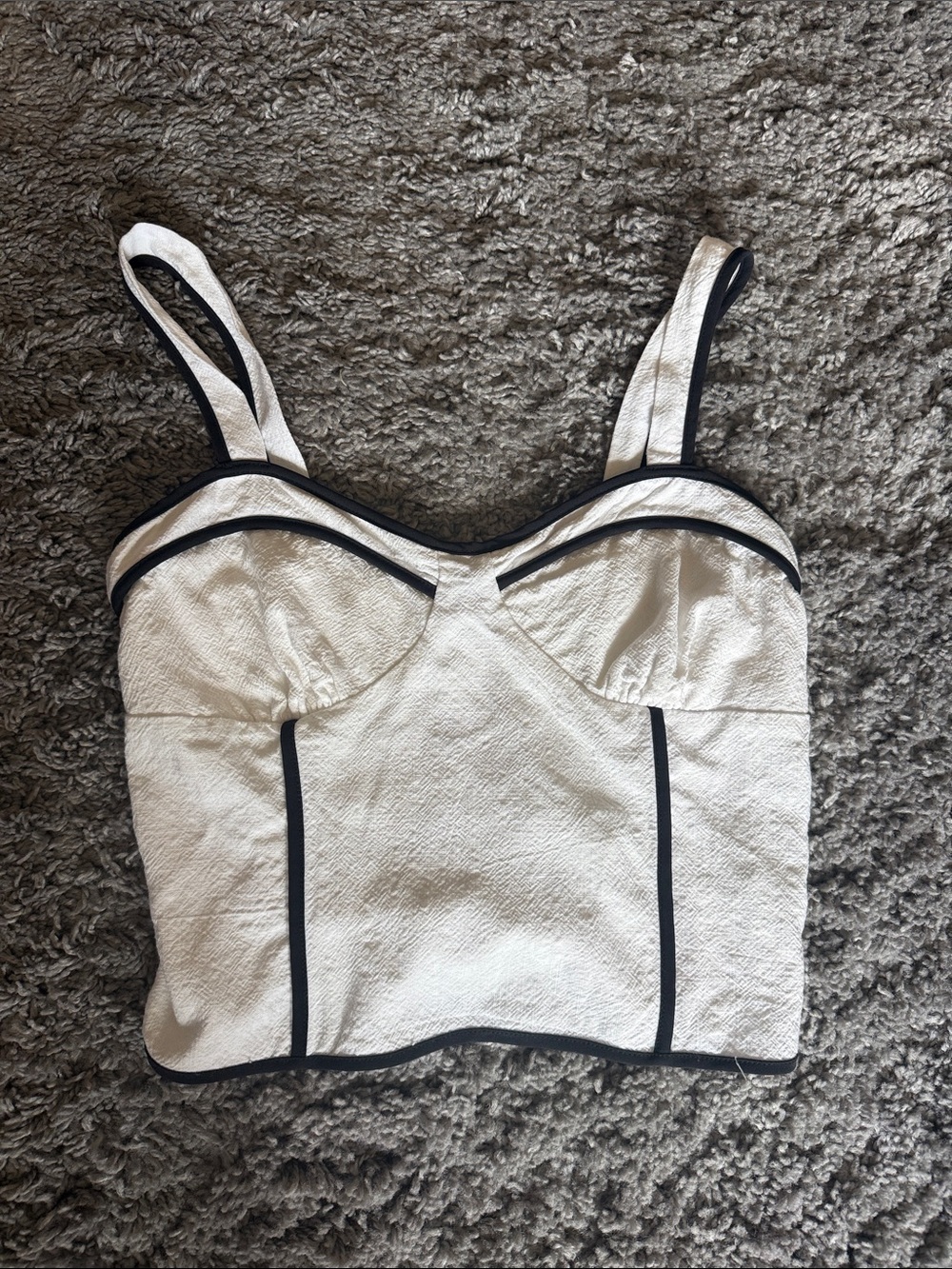 Sienna Sky White Tank Top with Black Trim